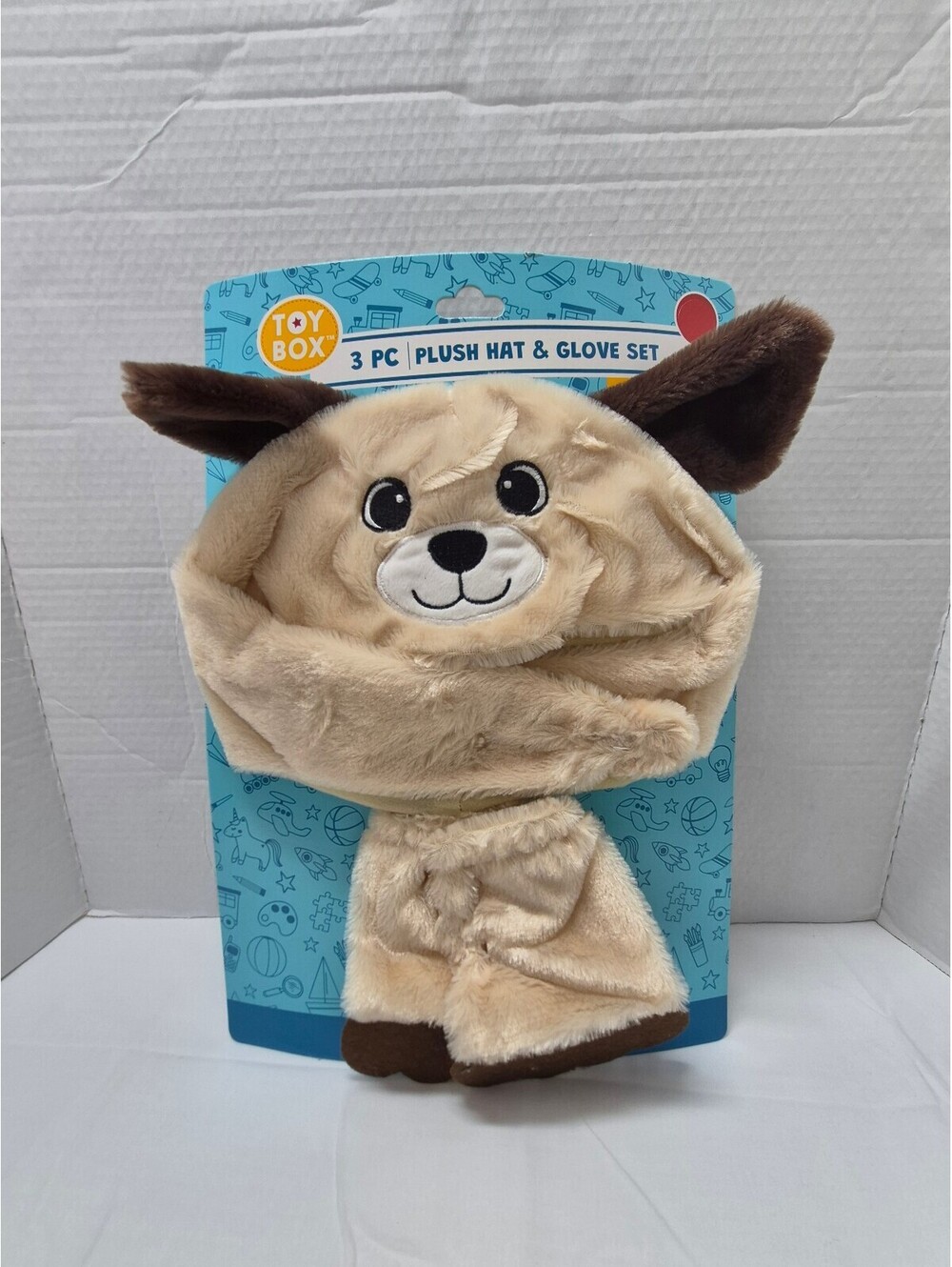 Toy Box 3 PC Plush Dog Hat and Glove Set for Kids Age 2+ C7